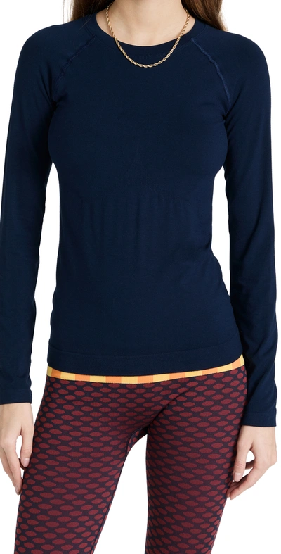 Sweaty Betty Glisten Seamless Top In Navy Blue