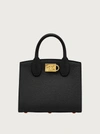Ferragamo Gilded Hardware Tote With Handle And Metal Feet In Black