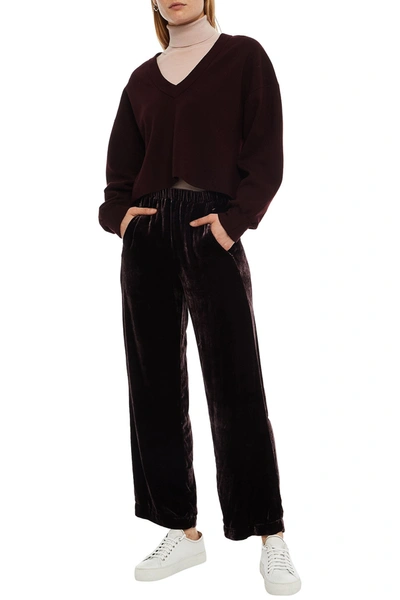 Velvet By Graham & Spencer Dennie Velvet Straight-leg Trousers In Purple