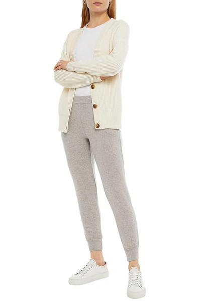 Velvet By Graham & Spencer Zolia Mélange Knitted Track Trousers In Grey