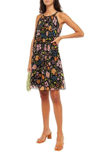 Alexa Chung Embellished Floral-print Chiffon Mini Dress In Multi