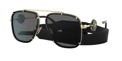Versace Ve2233 Black Male Sunglasses In Dark Grey