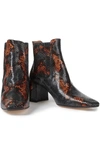 MIISTA BETA SNAKE-EFFECT LEATHER ANKLE BOOTS,3074457345626180224
