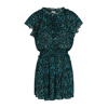 Misa Lyra Printed Metallic-weave Chiffon Mini Dress In Blue