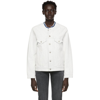 Maison Margiela Bianchetto Hand-painted Collarless Denim Jacket In 967 White Crack
