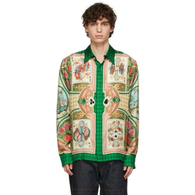 Casablanca Multicolor Le Jardin Des Cartes Print Shirt In Green/white