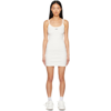 Off-white Logo-print Ribbed Minidress In White Black
