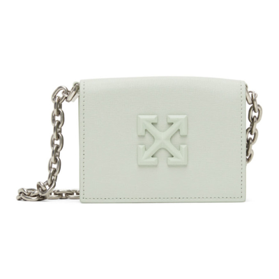 Off-white Jitney Leather Crossbody Wallet In Sage