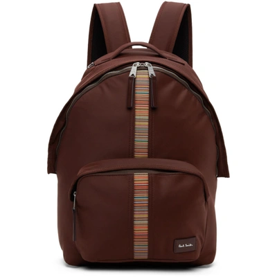 Paul Smith Burgundy Signature Stripe Backpack In Rot