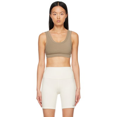 Alo Yoga Taupe Wellness Sports Bra In Gravel | ModeSens