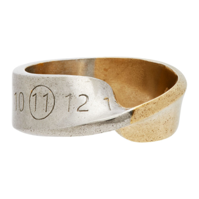 Maison Margiela Twisted Two-tone Ring Silver Gold In Other