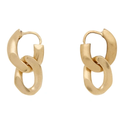 Maison Margiela Gold Semi Polished Drop Earrings In 950 Yellow