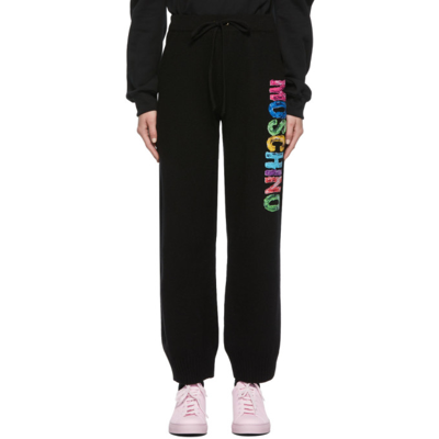 Moschino Painted Logo Cashmere & Wool Sweater Joggers In 0555 Black