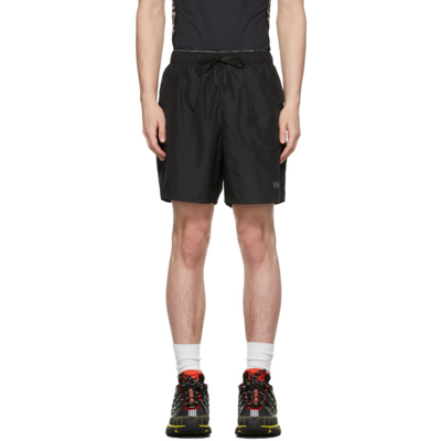 Versace Black Greca Print Sport Shorts In Nero