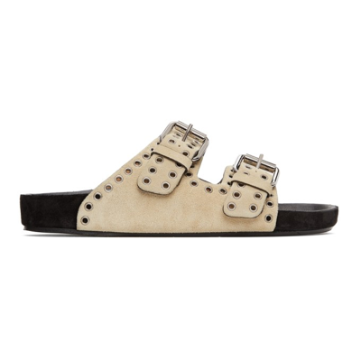 Isabel Marant Lennyo Embellished Suede Sandals In Beige