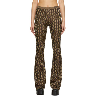 Versace Black & Brown Jacquard Lounge Pants In 5b090 Black/gold