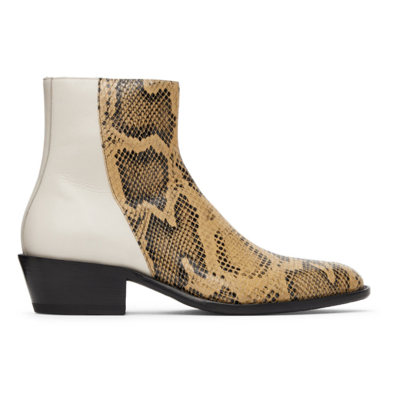 Human Recreational Services Ssense Exclusive White Luther Boots In Bone/rattlesnake
