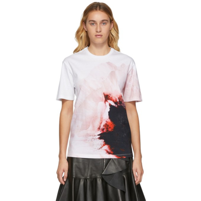 Alexander Mcqueen White And Pink T-shirt With Anemone Print