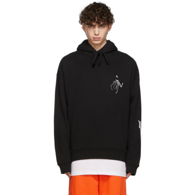 Raf Simons Gothic Logo-embroidered Classic Hoodie In Black
