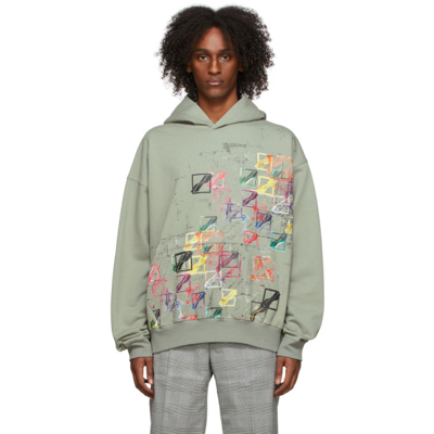 We11 Done Abstract Print Hoodie In Khaki