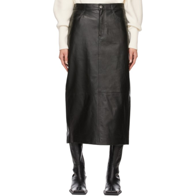 Frame Le Midi High-rise Leather Midi Skirt In Black