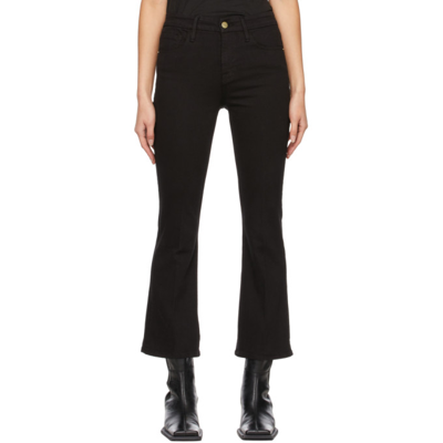 Frame Le Crop Mini Boot Cotton-blend Kick-flare Pants In Black