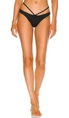 Simkhai Emmalynn Solid Strappy Bikini Bottoms Black L In Black