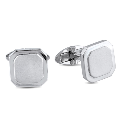 Amour Sterling Silver Square Cufflinks In White
