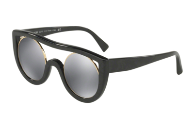 Alain Mikli Grey Mirror Black Aviator Sunglasses A05034 001/6g45 In Black,grey