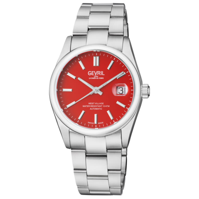 Gevril West Village Automatic Red Dial Mens Watch 48912