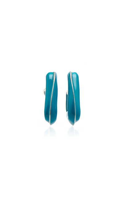 Bottega Veneta Fold Sterling Silver And Enamel Earrings In Metallic