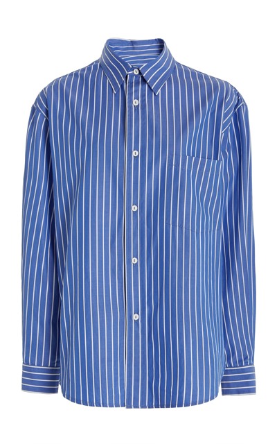 Matteau + Net Sustain Striped Organic Cotton-poplin Shirt In Blue