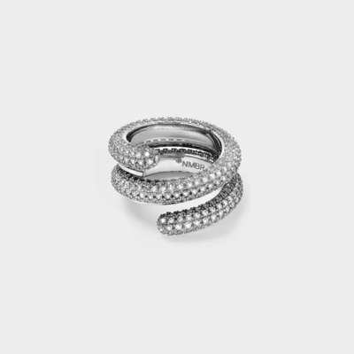 Numbering Twisted Solid Pave Ring In White