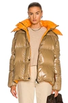 Moncler Parana Water Resistant Down Puffer Jacket In Brown & Orange