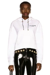 Balmain Cropped Flocked Organic Cotton-jersey Hoodie In Blanc & Noir