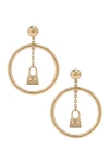 Jacquemus Le Chiquito Drop Hoop Earrings In Light Gold