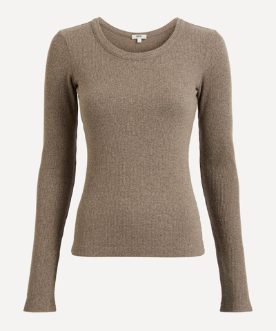 Agolde Maya Scoop Neck Long Sleeve Top In Granola