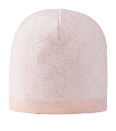 Gucci Kids Wool Gg Supreme Hat In Pink