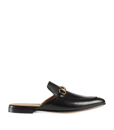 Gucci Leather Horsebit Slippers In Black