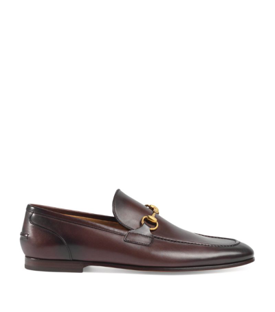 Gucci Leather Jordaan Loafers In Brown