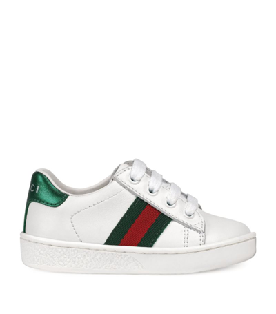 Gucci Kids Leather Ace Trainers In White