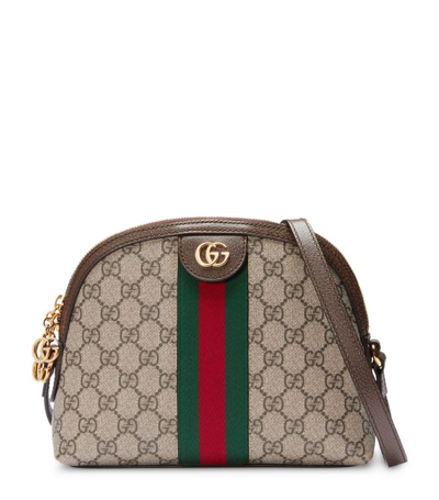 Gucci Small Gg Supreme Ophidia Shoulder Bag In Neutrals