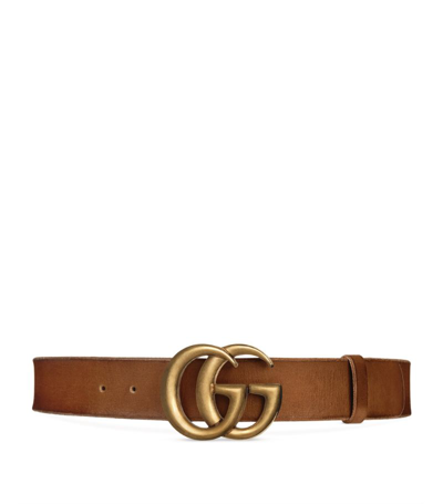 Gucci Leather Double G Belt In Brown
