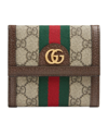 GUCCI LEATHER OPHIDIA GG WEB STRIPE WALLET,12964410