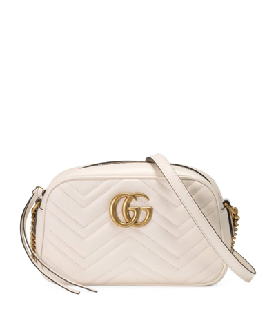 Gucci Small Leather Marmont Matelassé Cross-body Bag In White