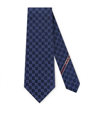 Gucci Silk Gg Supreme Tie In Blue