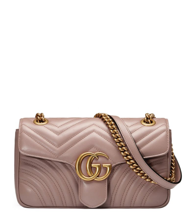 Gucci Small Leather Marmont Matelassé Cross-body Bag In Pink