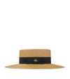 GUCCI BEE-EMBELLISHED BOATER HAT,12980519
