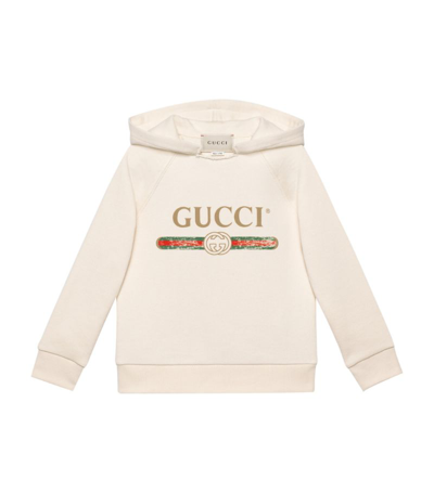 Gucci Kids Logo Hoodie In White