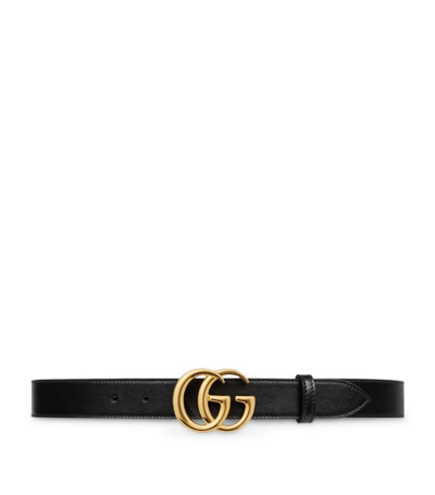 Gucci Leather Gg Marmont Belt In Black